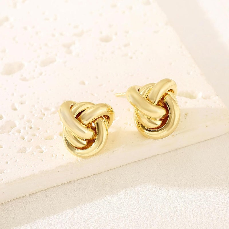 Spiritlele 14K Gold Plated Knot Earrings for Women Gold Silver Earrings Heart Link Drop Dangle Earring Chunky Golden Knotted Statement Jewelry - Image 5